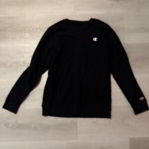Champion Black Long Sleeve Shirt Men’s Crewneck Logo Tee Athletic Casual Top